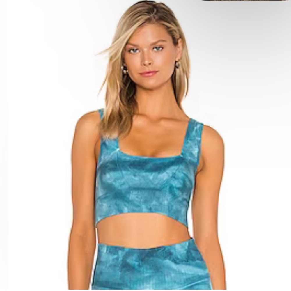 Good Karma Tie Dye Square Neck Bra in Blue Peacock